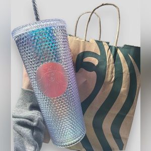 NEW Starbucks 2023 Iridescent Unicorn Studded Bling Tumbler Venti Cold Cup 24oz